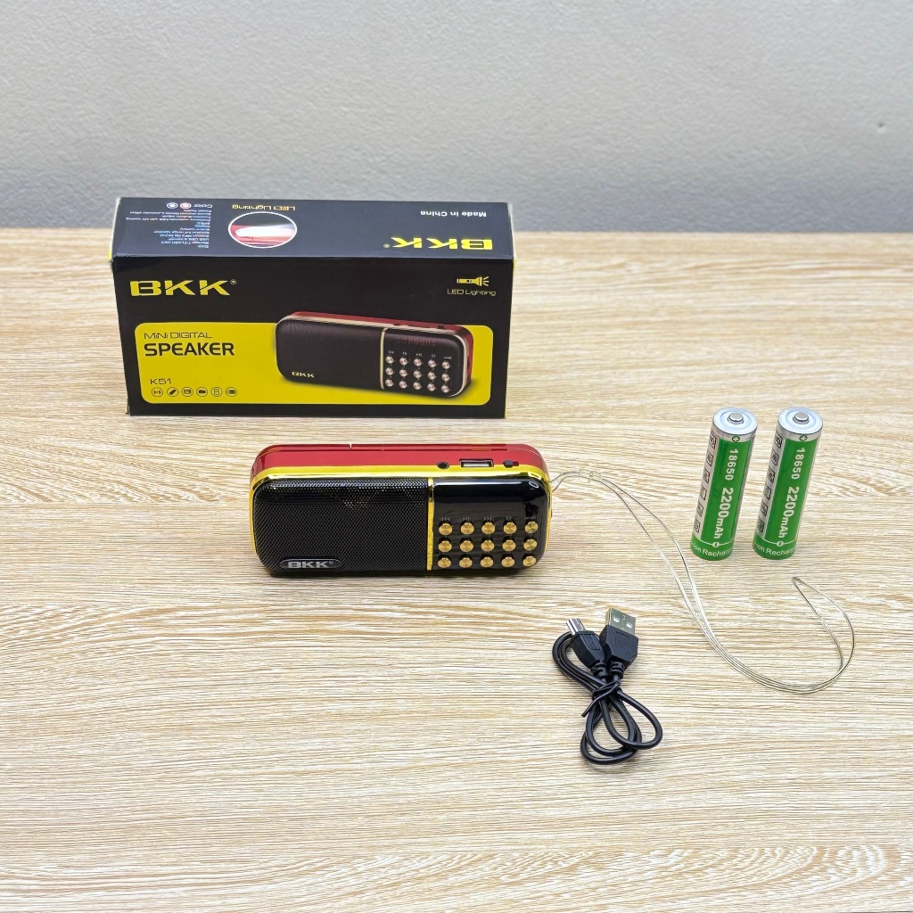 Loa USB, Thẻ Nhớ, FM BKK K51 Đèn Pin Siêu Sáng Có Cổng Tai Nghe 3.5mm