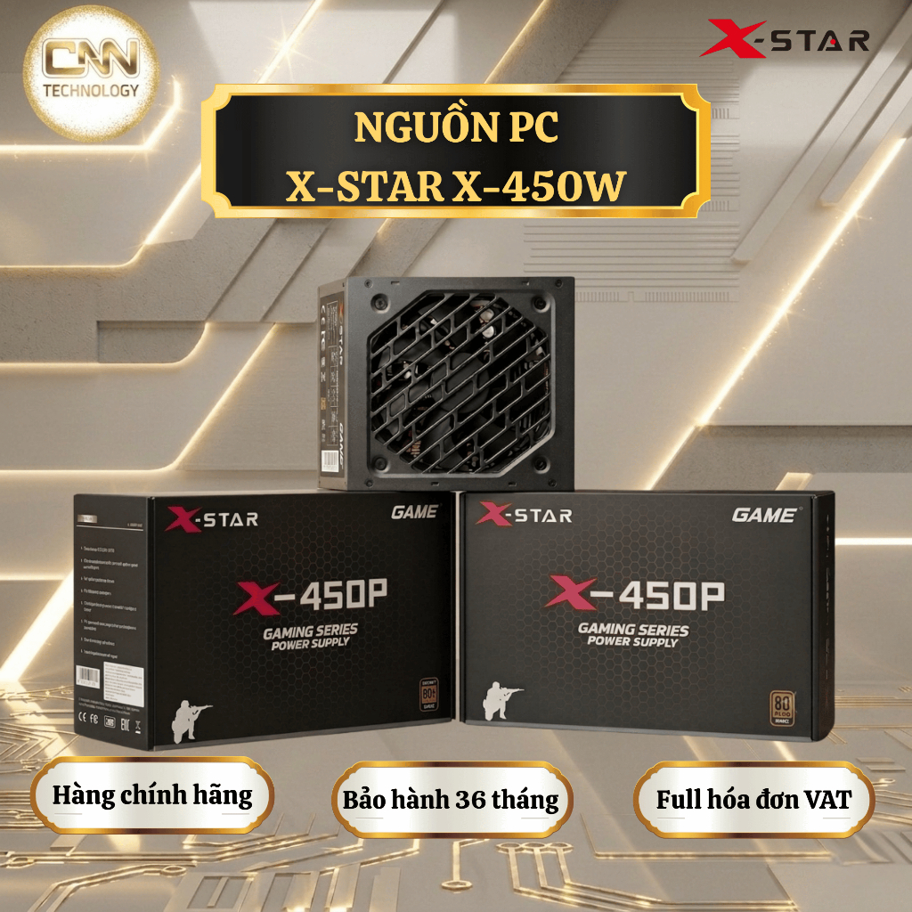 Nguồn Xstar X450W Plus, PSU Máy Tính 450W Công Suất Ổn Định, Dùng Cho PC Gaming & Văn Phòng