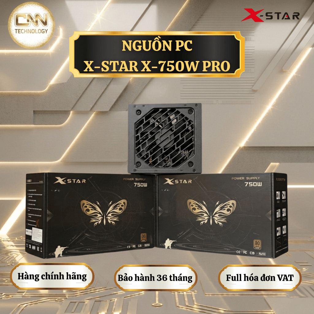 Nguồn Xstar X750W – PSU Máy Tính 750W Công Suất Cao, Ổn Định Cho PC Gaming & Đồ Họa