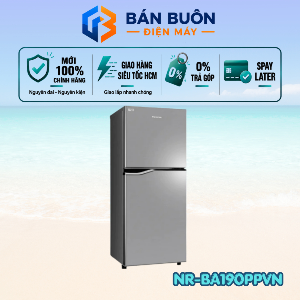 NR-BA190PPVN Tủ lạnh Panasonic 170 lít Inverter, kháng khuẩn, làm lạnh Panorama NR-BA190PPVN