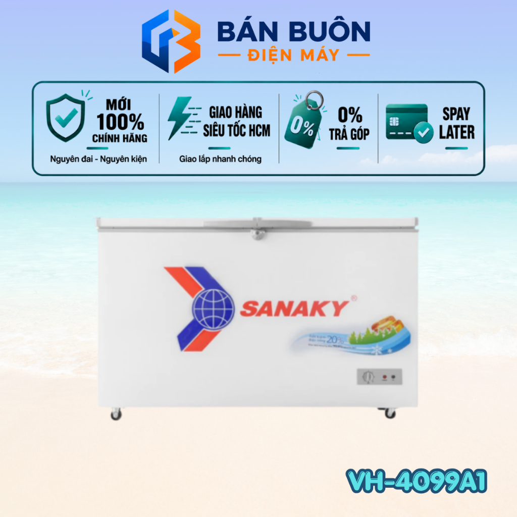 VH-4099A1 Tủ đông Sanaky – 400L, 1 ngăn đông, 2 cánh mở, dàn lạnh đồng | VH4099A1