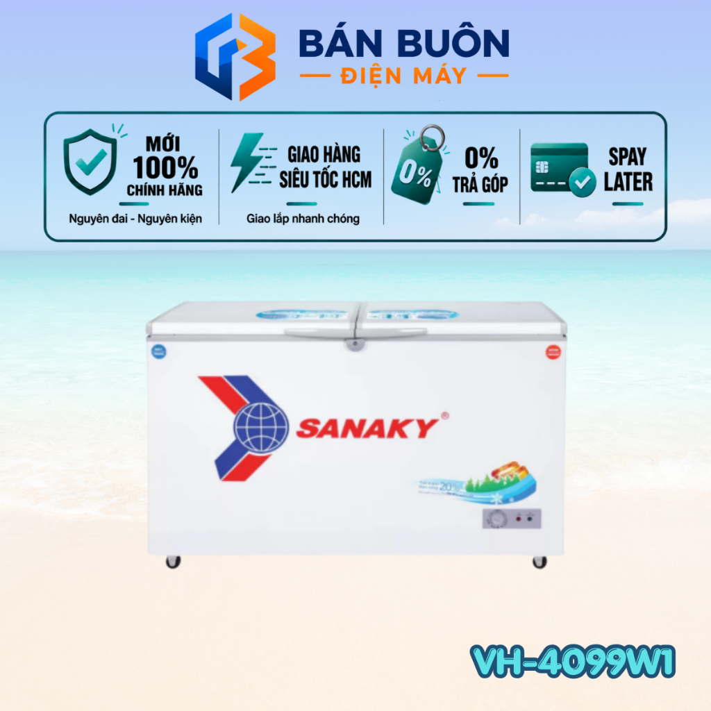 VH-4099W1 Tủ Đông Sanaky – 2 Ngăn Đông Mát, Dung Tích 400 Lít, Dàn Lạnh Đồng, BH 24 Tháng VH-4099W1