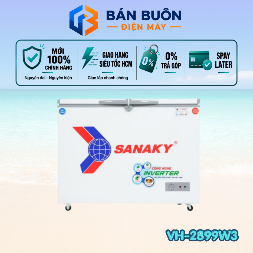 VH-2899W3 Tủ Đông Sanaky – 220 Lít, 2 Ngăn Đông Mát, Inverter, Dàn Lạnh Đồng, Bảo Hành 24 Tháng