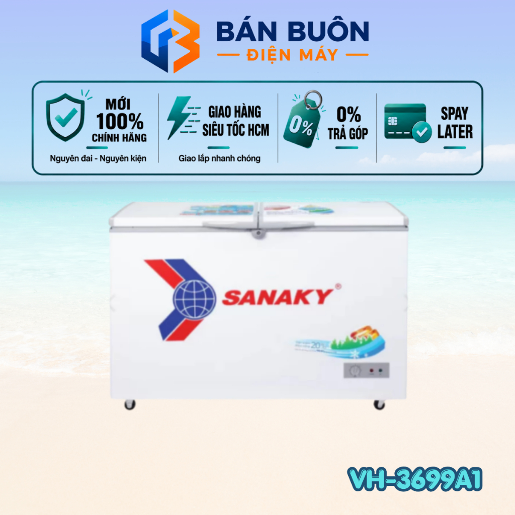 VH-3699A1 Tủ đông Sanaky – 360L, 1 ngăn đông, 2 cánh mở, dàn lạnh đồng VH-3699A1