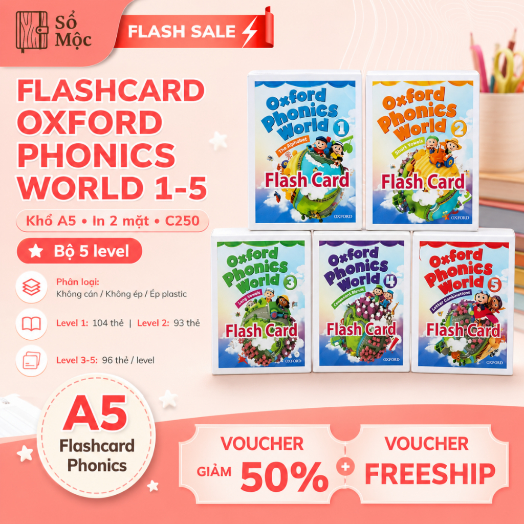 Thẻ học - Flashcard OXFORD Phonics World 1 - 5