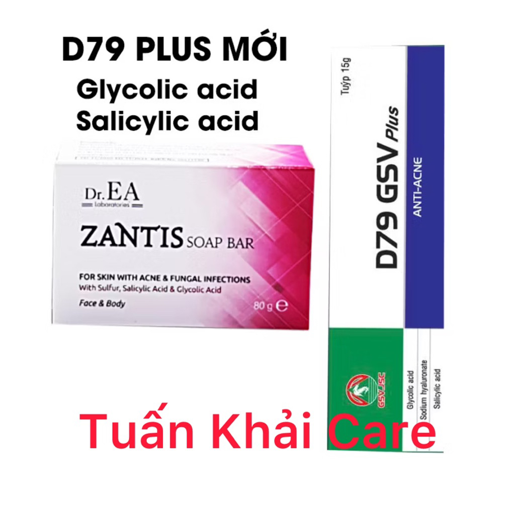 [COMBO GIẢM MỤN BODY - DÀY SỪNG] D79 Cream GSV 15g & Xà phòng ZANTIS hỗ trợ giảm mụn lưng dày sừng n