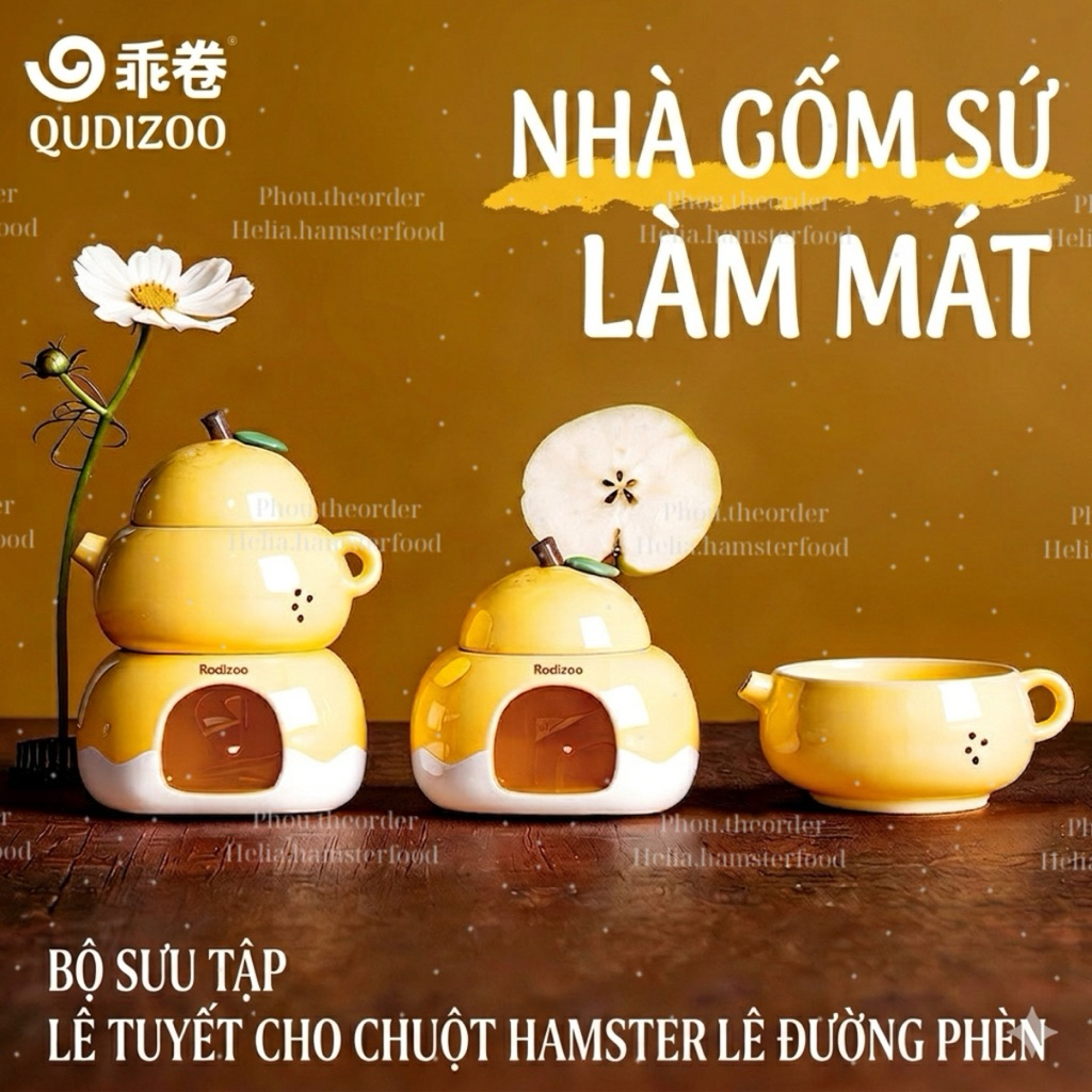 [HÀNG ĐẶT TRƯỚC] GJGJO Nhà gốm sứ làm mát 5 trong 1 cho hamster GJGJO Lê tuyết mùa hè