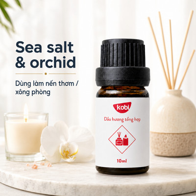 Tinh dầu xông khử mùi, thơm phòng hương hỗn hợp Sea Salt & Orchid ngọt ngào quyến rũ Kobi - 10ml
