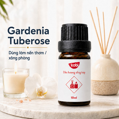 Tinh dầu xông khử mùi, thơm phòng hương hỗn hợp Gardenia Tuberose Kobi hương thơm lãng mạn - 10ml