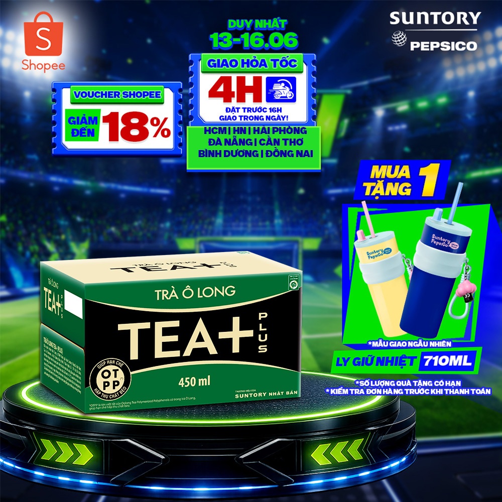 [SALE 15.6] Thùng 24 Chai Trà Ô long Tea+ (450ml /chai)