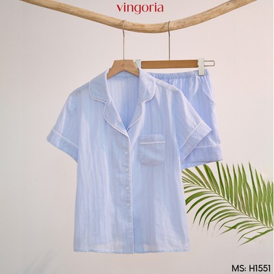 Pijama mặc nhà bộ đồ ngủ nữ chất boil VINGO/VINGORIA tay ngắn mùa hè Celia H1551