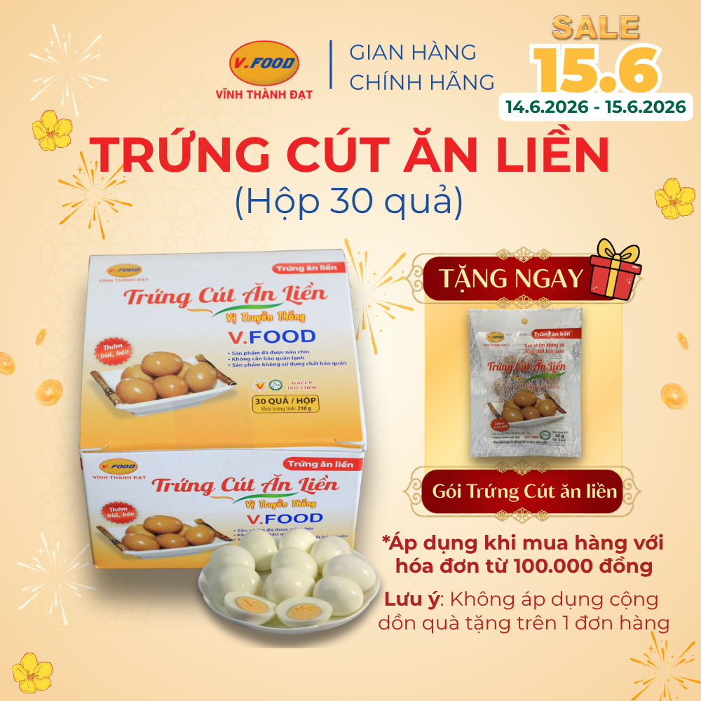 Trứng cút ăn liền V.Food hộp 30 quả món ăn liền giàu dinh dưỡng