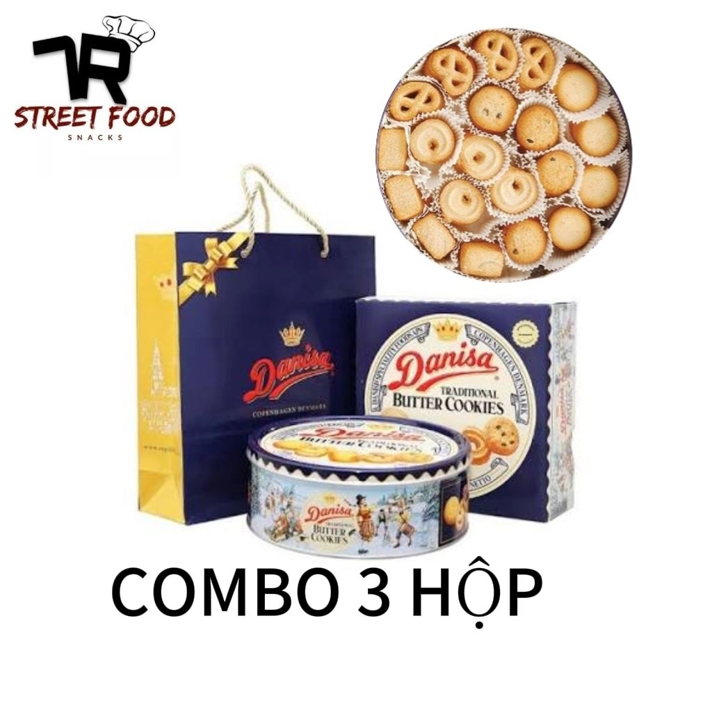 Set 3 Hộp Bánh Quy Bơ Danisa Hộp 908g Kèm Hộp Giấy Làm Quà Tặng