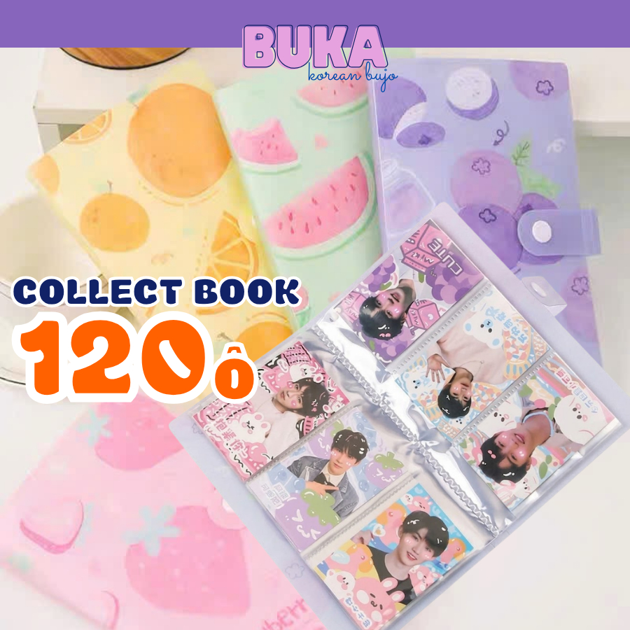 Sổ đựng card Buka sổ đựng lomo card collect book đựng card 120 ô 60*90mm caro cúc bấm