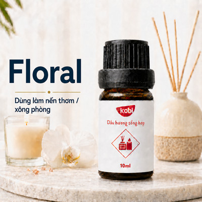 Tinh dầu thơm Kobi dùng xông phòng, làm nến thơm, sản phẩm chăm sóc cá nhân nhóm Floral - 10ml