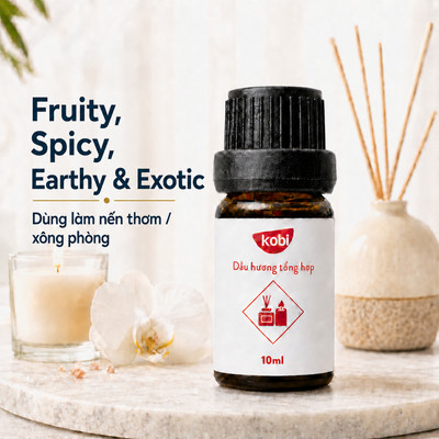 Tinh dầu thơm Kobi dùng xông phòng, làm nến thơm, sản phẩm chăm sóc cá nhân nhóm Fruity, Spicy, Earthy và Exotic - 10ml