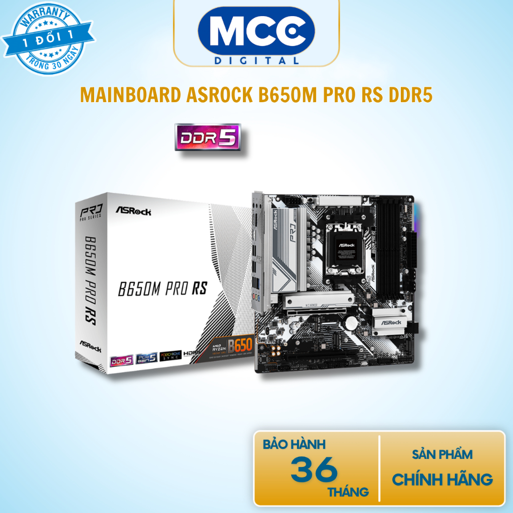 Mainboard ASRock B650M Pro RS DDR5 ( AM5 - mATX - 4x DDR5 )