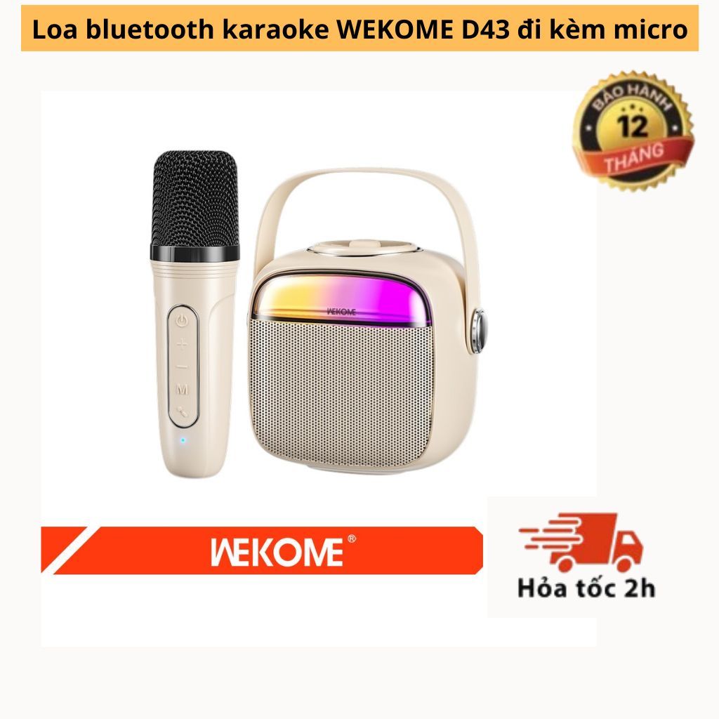 Loa bluetooth karaoke WEKOME D43 đi kèm micro