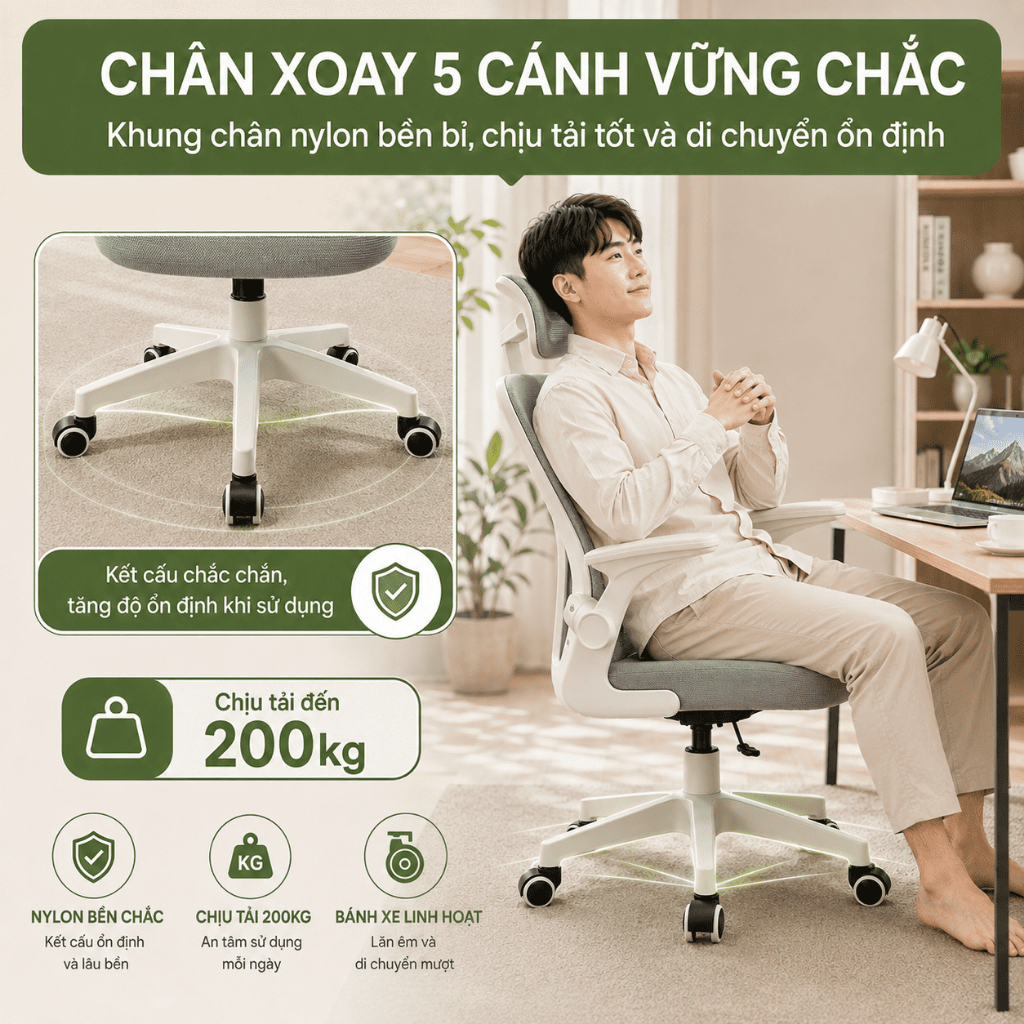 Ghế văn phòng công thái học Tựa lưng lưới thoáng khí Giảm đau lưng và Tựa đầu điều chỉnh được | BigBuy360 - bigbuy360.vn