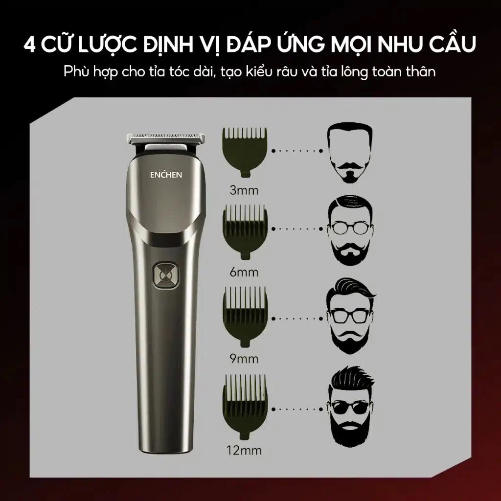 Tông đơ cắt tóc Enchen Boost | Enchen Beardo 2 (Pin sạc - Cổng Type C)