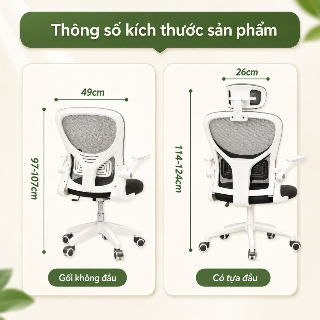 Ghế văn phòng công thái học Tựa lưng lưới thoáng khí Giảm đau lưng và Tựa đầu điều chỉnh được | BigBuy360 - bigbuy360.vn
