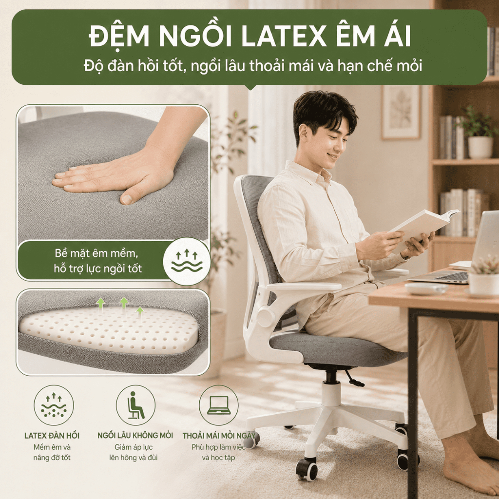 Ghế văn phòng công thái học Tựa lưng lưới thoáng khí Giảm đau lưng và Tựa đầu điều chỉnh được | BigBuy360 - bigbuy360.vn
