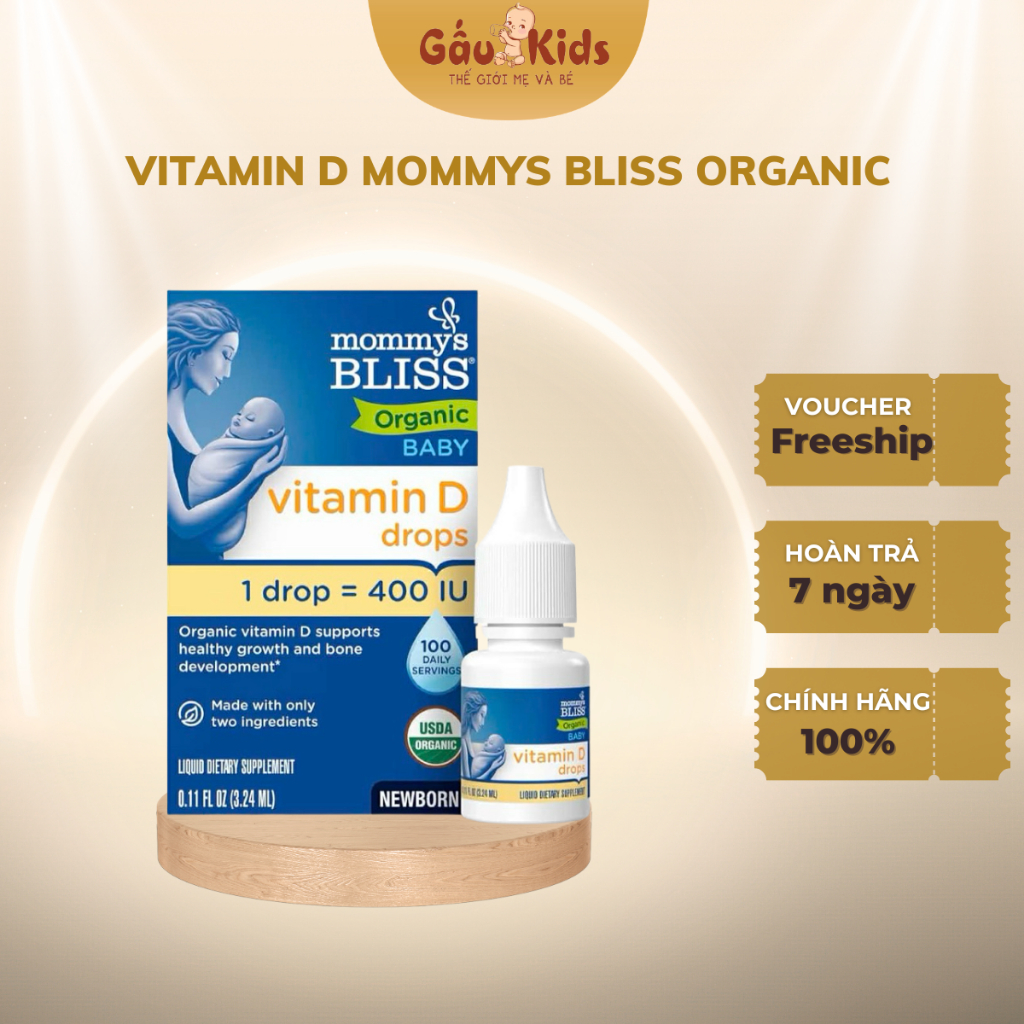 Vitamin D3 Drops Mommy's Bliss organic cho bé