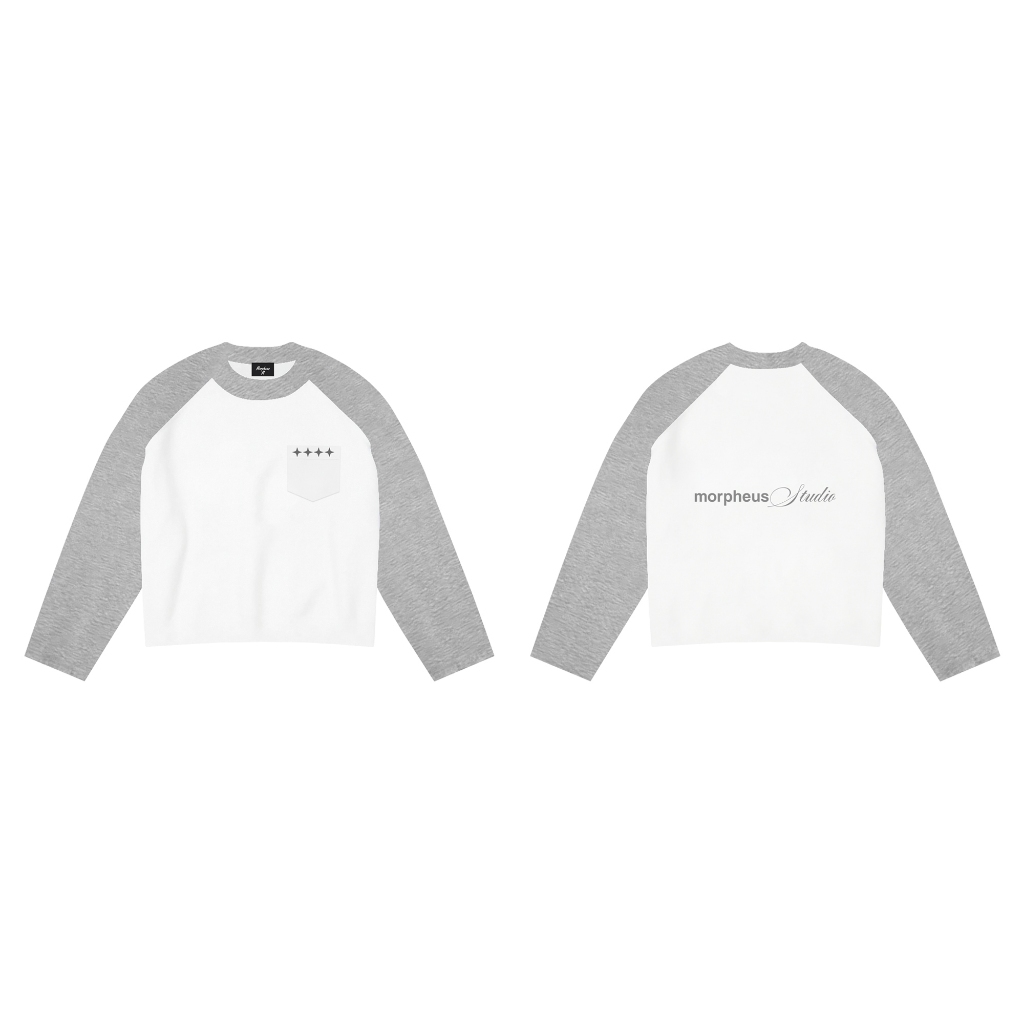 Áo Thun Tay Dài RAGLAN Thêu Chữ Local Brand Morpheus, áo thun tay dài vải cotton 260 gsm