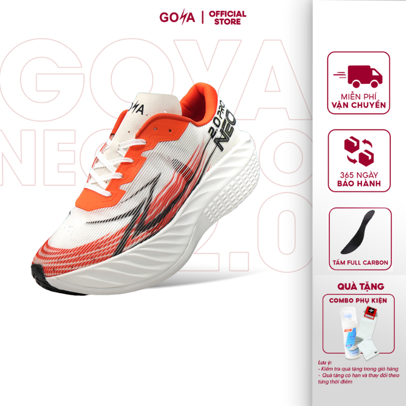 Giày Chạy Bộ Full Tấm Carbon Nam Nữ GOYA NEO PRO 2.0 Năm 2026 - Phát Quang, Trợ Lực, Chống thấm