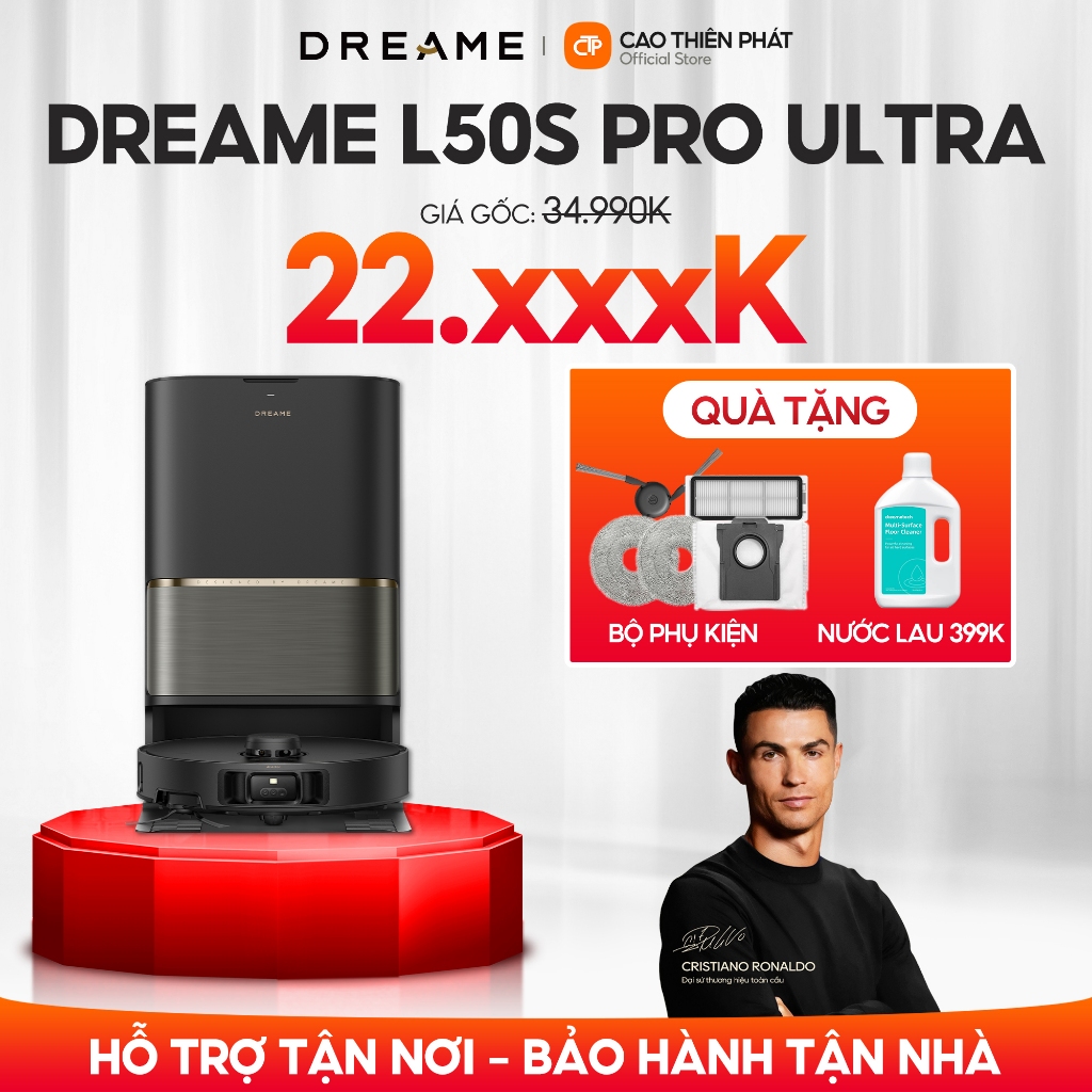 [Bảo hành tận nhà] Robot Hút Bụi Lau Nhà Dreame L50s Pro Ultra | Lực Hút 30.000Pa, Tự Giặt Giẻ 100°C