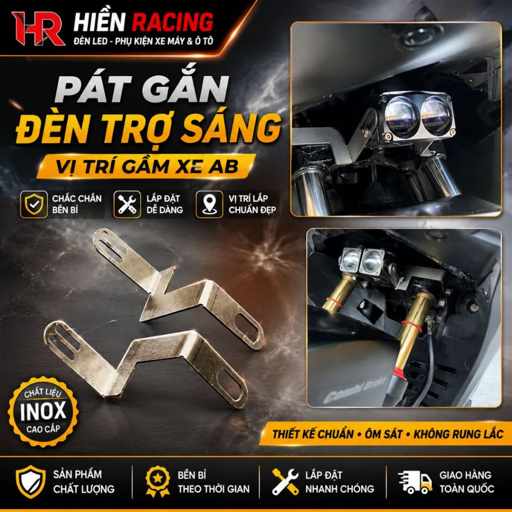 Pát Chảng Ba Xe AB Các Đời Gắn Đèn Trợ Sáng Bi Cầu Mini, đèn aozoom EX2, EX3 Vị Trí Gầm Xe 1 Cái