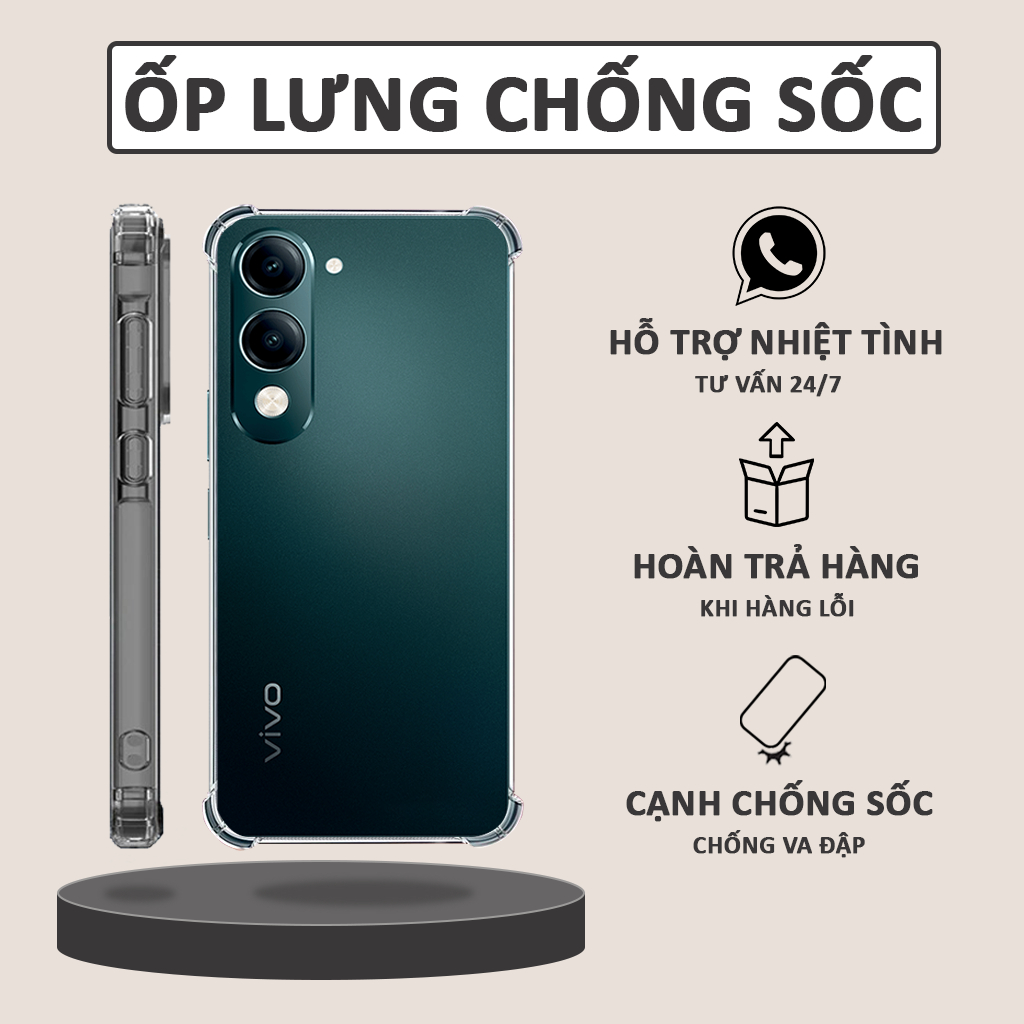 Ốp lưng cho Vivo Y04 chống sốc trong suốt, ốp lưng giá rẻ
