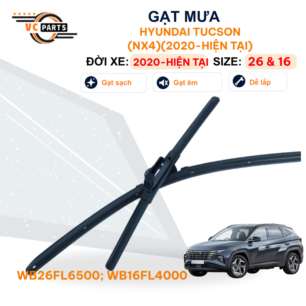 Gạt Mưa Thân Mềm Schaeffler Kích Thước 26 & 16 Cho Hyundai Tucson (NX4) 2020-Nay
