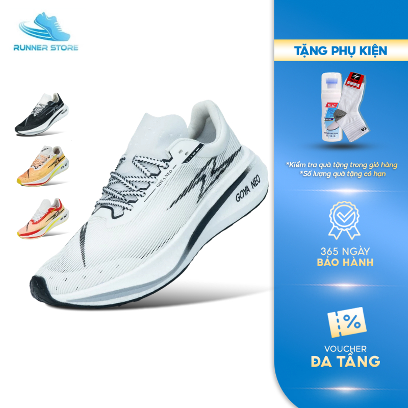 Giày thể thao chạy bộ nam nữ chính hãng Goya NEO 2026 màu trắng đen
