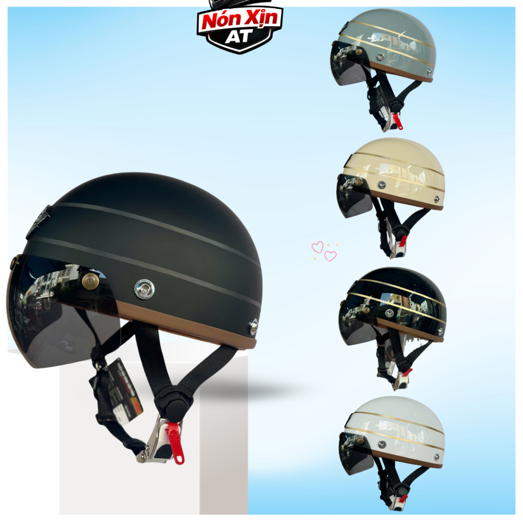 Mũ Bảo Hiểm Nửa Đầu Chính Hãng Napoli Harley Kèm Kính N120 - N04