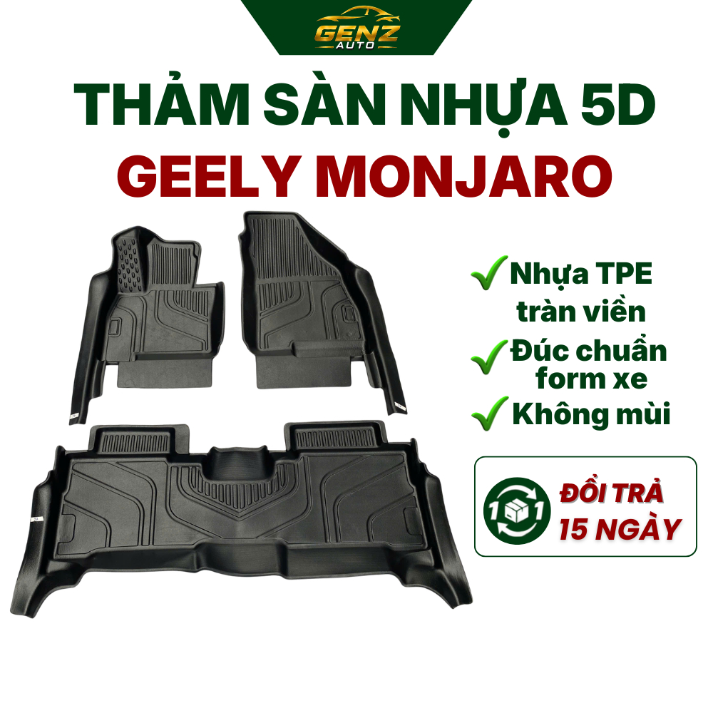 Thảm lót sàn NHỰA 5D xe GEELY MONJARO , geely monjaro Mẫu TPE Tràn viền bậc cửa, Dễ vệ sinh- Mẫu MĐ