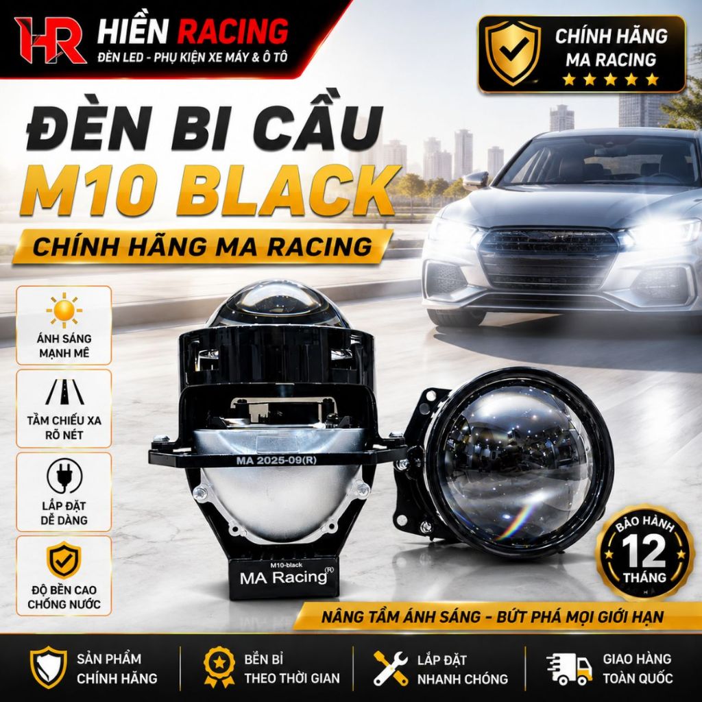Đèn Bi Cầu Led Ma Racing M10 Black Ma Racing – Công Suất 65W, Nhiệt Màu 5500K BH 24 Tháng