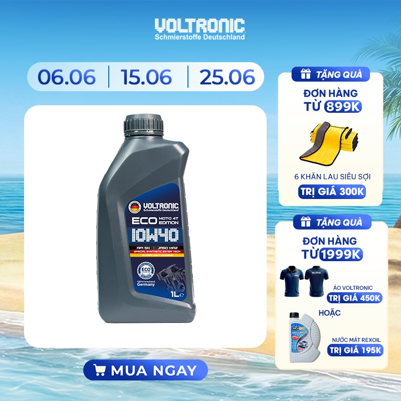 Dầu nhớt xe số côn tay Voltronic ECO Moto 4T Edition SAE 10W40 1L