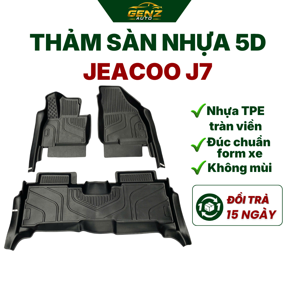 Thảm lót sàn NHỰA 5D xe JAECOO J7 , jaecoo j7 Mẫu TPE Tràn viền bậc cửa, Dễ vệ sinh- Mẫu MĐ