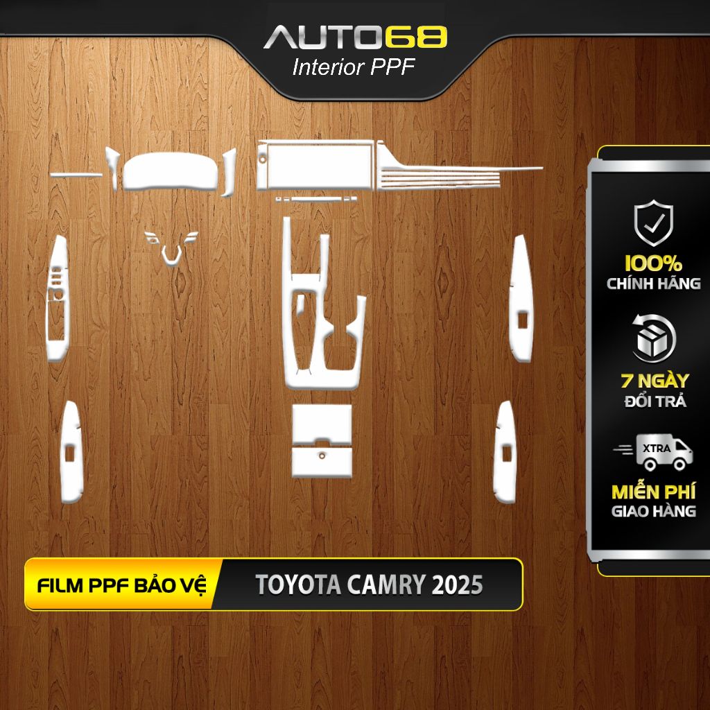 Toyota Camry2025:Film PPF bộ Nội Thất-chống xước, làm mờ vết xước ,chống bám bụi bẩn ,vân tay,ố vàng