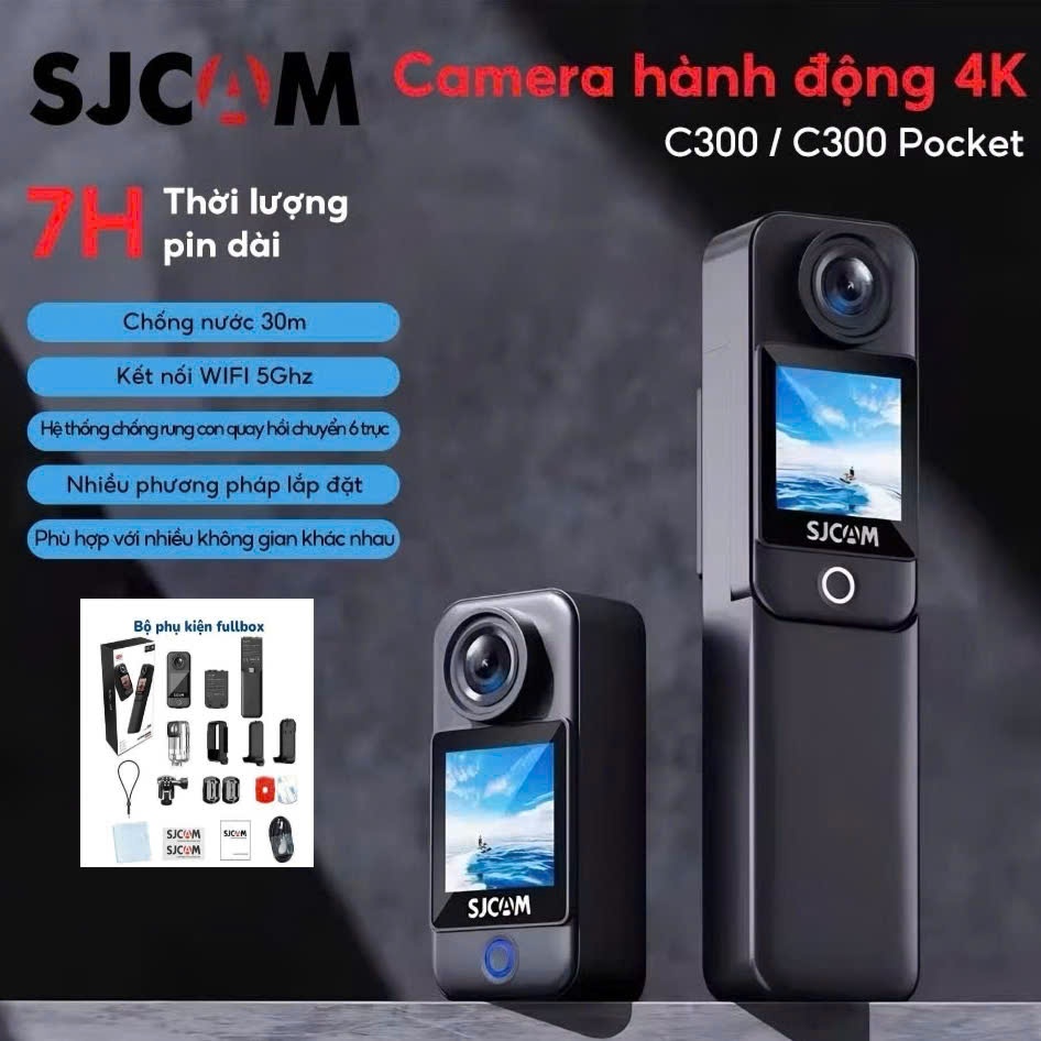 Camera Pocket SJCAM C300 - Sport 4K/30FPS Quay Vlog Ngoài Trời Chống Nước WiFi