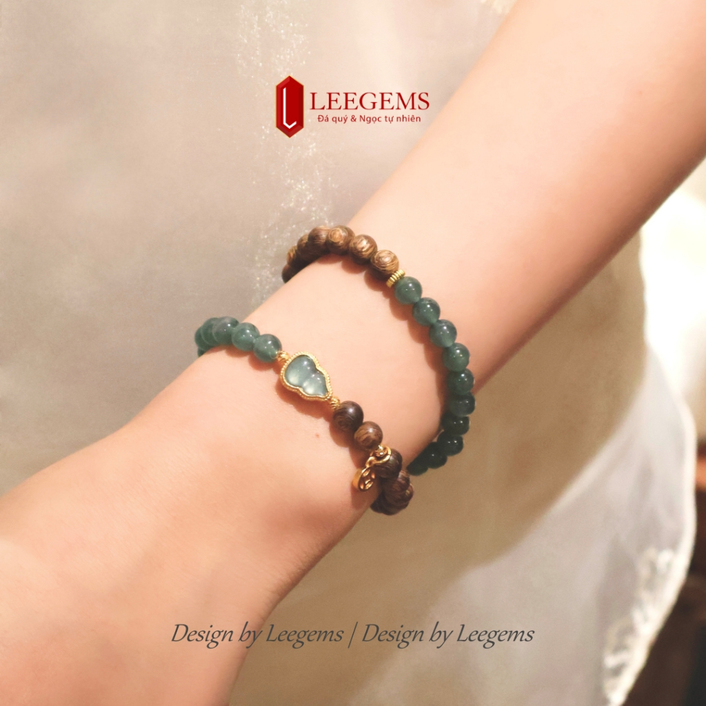 Chuỗi vòng tay Lam ng.ọc mix trầm, bình an, may mắn dành cho nữ, size hạt 06li | Design by Leegems