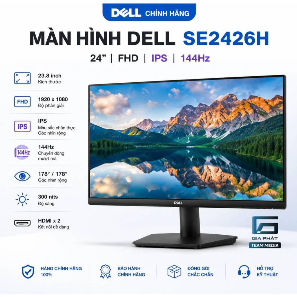 Màn Hình Dell 24 Inch Full HD Chính Hãng | E2423H VA 60Hz | SE2426H IPS 144Hz | Viền Mỏng Văn Phòng 