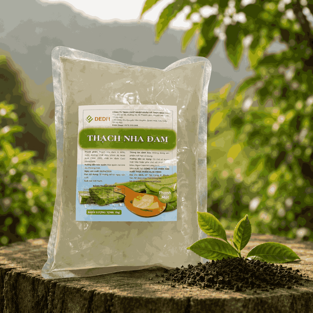Thạch Nha Đam Dedu 1KG - Topping Nha Đam Pha Chế Trà Sữa, Trà Trái Cây, Sữa Chua, Đồ Uống