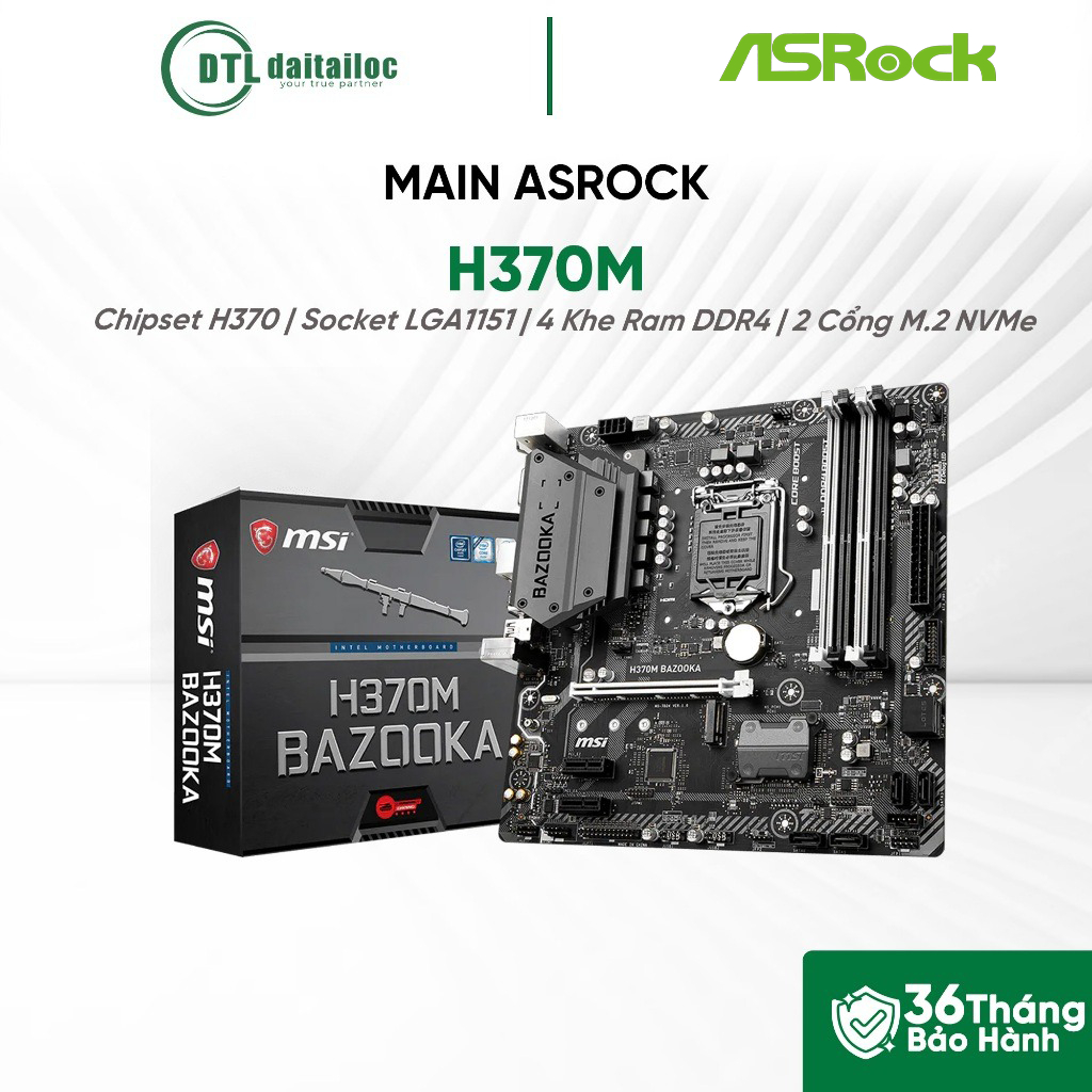 MAINBOARD ASROCK H370M-HDV/M.2 | Chính hãng | Bảo hành 36 tháng