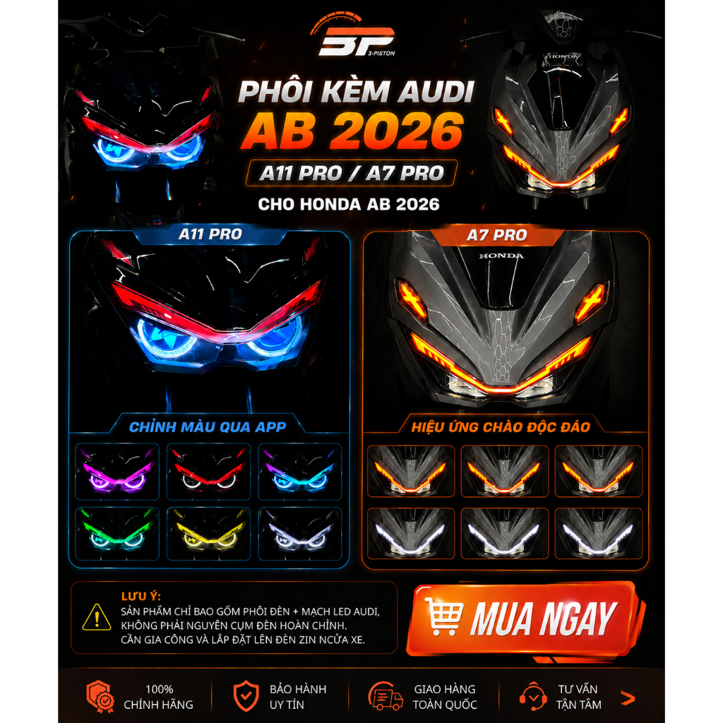 Phôi kèm mạch LED Audi A7 / A11 Pro cho Honda Air Blade AB 2026