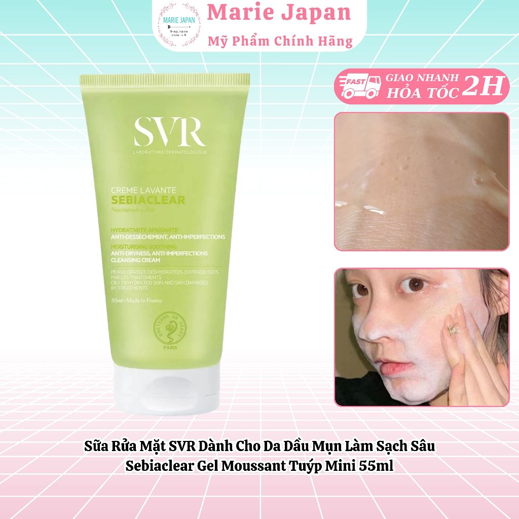 Sữa Rửa Mặt SVR Dành Cho Da Dầu Mụn Làm Sạch Sâu Sebiaclear Gel Moussant Tuýp Mini 55ml