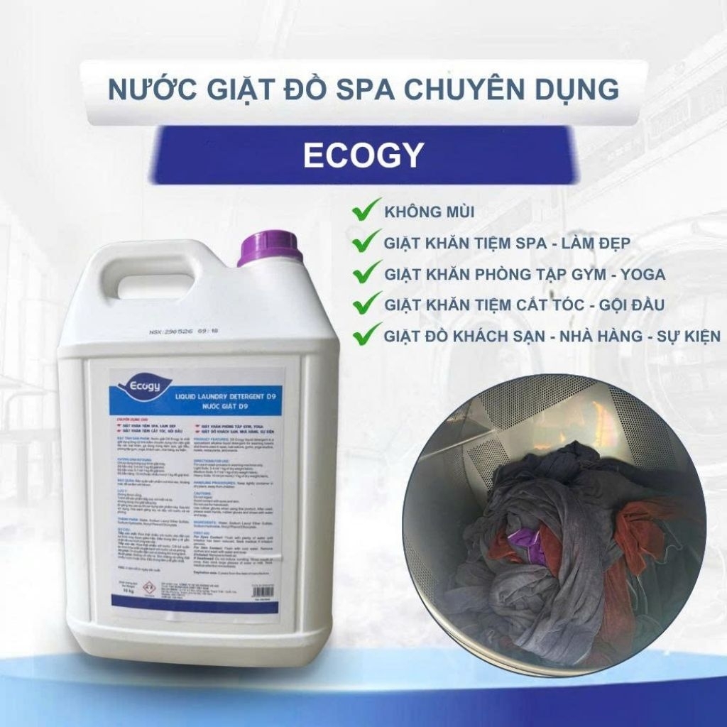 [ NƯỚC GIẶT ĐỒ SPA ECOGY ] Nước giặt đồ spa Ecogy khử sạch dầu spa, mùi hôi trên khăn, ga, chăn,, ph