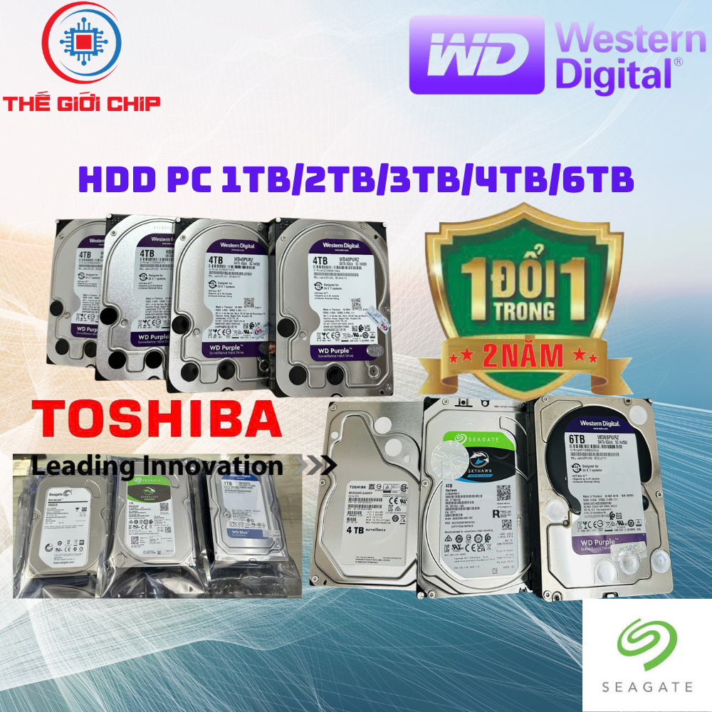 Ổ cứng HDD Western/Seagate/Toshiba 1TB*2TB**3TB*4TB*6TB (3.5 inch/Sata 3) l camera & PC like new Bảo