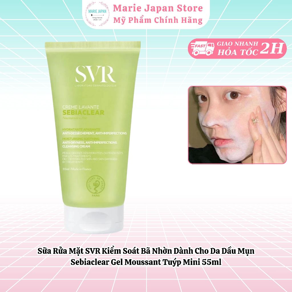 Sữa Rửa Mặt SVR Kiểm Soát Bã Nhờn Da Dầu Mụn Sebiaclear Gel Moussant Tuýp Mini 55ml - Marie Japan